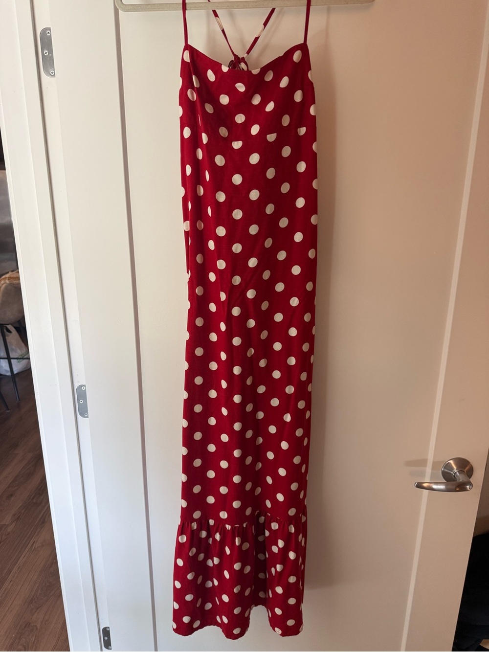 a new day Red Polka Dot Maxi Dress-Skirt with Ruffle Hem